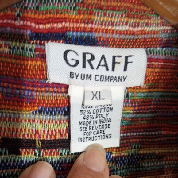 Graff by Um Company multi color handwoven button down jacket with embroidery - Picture 7 of 15